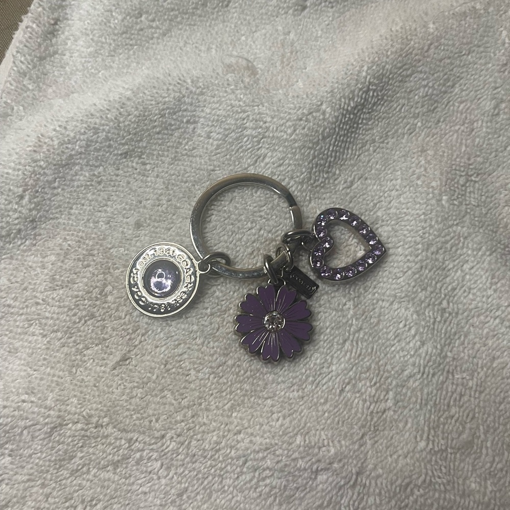 Coach Purple and Silver Key Card Holder